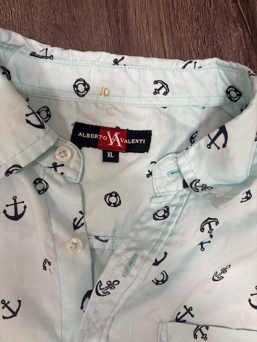 Alberto Valenti Men's XL Short Sleeve Nautical Anchor Print Button Down Shirt - Picture 3 of 10